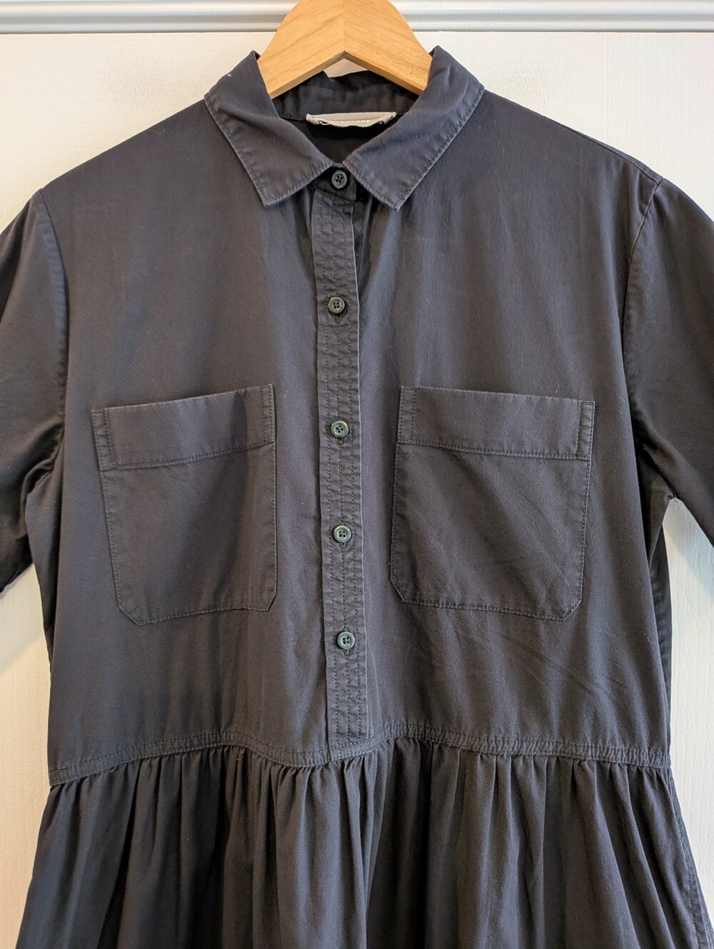 Everlane Parklet Shirtdress Cotton Black Midi Dress Minimalist Relaxed Size 6 - Picture 4 of 16